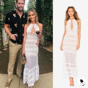 Nightcap Belle Nuit Halter Maxi Lace Gown in White